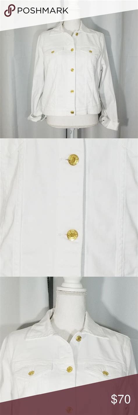 white and gold michael kors|Michael Kors white denim jacket.